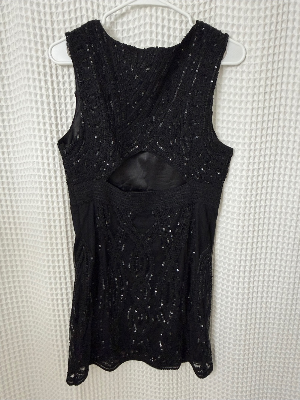 Free People Snake Charmer Sequin Mini Dress Black Sleeveless LBD Size 8 - Picture 9 of 13
